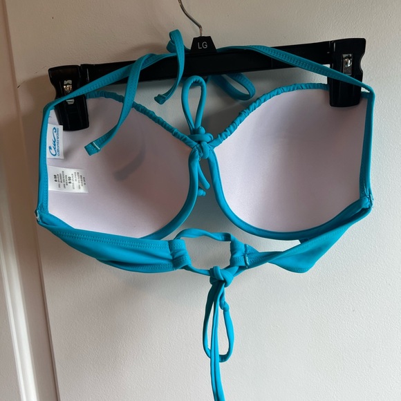 California waves 2 piece bikini top D/DD underwire/cups, XL bottom aqua blue - Picture 8 of 13